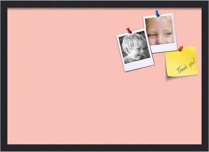 PinPix 27x19 Inch Cork Bulletin Board. This Decorative Framed Pin Board Comes with Pink Pastel Design and a Satin Black Frame. Ideal for Home Office Decor or Message Board (PinPix-1813)