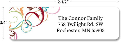 Colorful Images Fantasia Rolled Personalized Return Address Mailing Labels with Dispenser, Customize with Name & Shipping Address, 500 ¾” x 2½” Self Adhesive, Easy Peel Label Roll