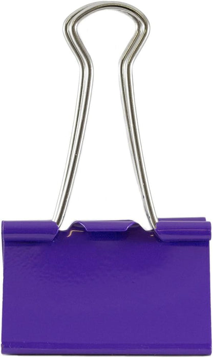 JAM PAPER Colorful Binder Clips - Large - 1 1/2 Inch (41 mm) - Purple Binderclips - 12/Pack