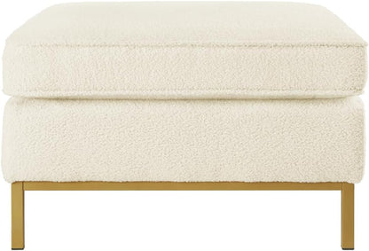 24KF Large Square Couch Ottoman for Living Room, Upholstered Teddy Fabric Padded Cushion Ottoman Table,Large Foot Rest,5088-Teddy Cream