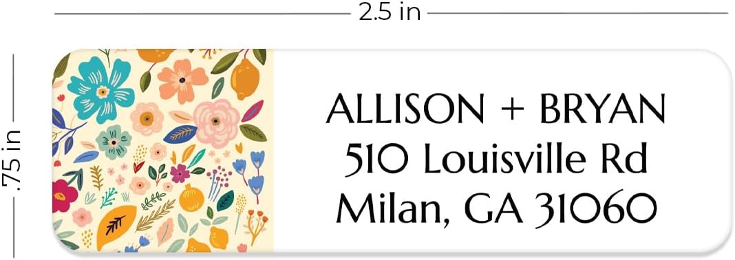 Multi-Floral Print Rolled Address Labels / 250 Personalized Return Address Labels/Designer Address Stickers in Elegant Plastic Dispenser