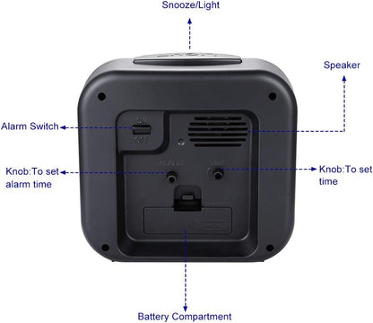 5.5" Large Analog Alarm Clock Silent Non Ticking, Glow in Dark dial, Gentle Wake, Beep Sounds, Increasing Volume, Battery Operated Snooze and Manual Light, Easy Set (Best for Elder)