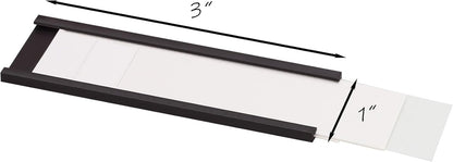 Realth C Channel Magnetic Label Holders 30 Pack 1'' x 3'' with Paper Inserts and Clear Plastic Protectors, Magnetic Data Card Holders File Cabinet Labels for Metal Racks and Shelves