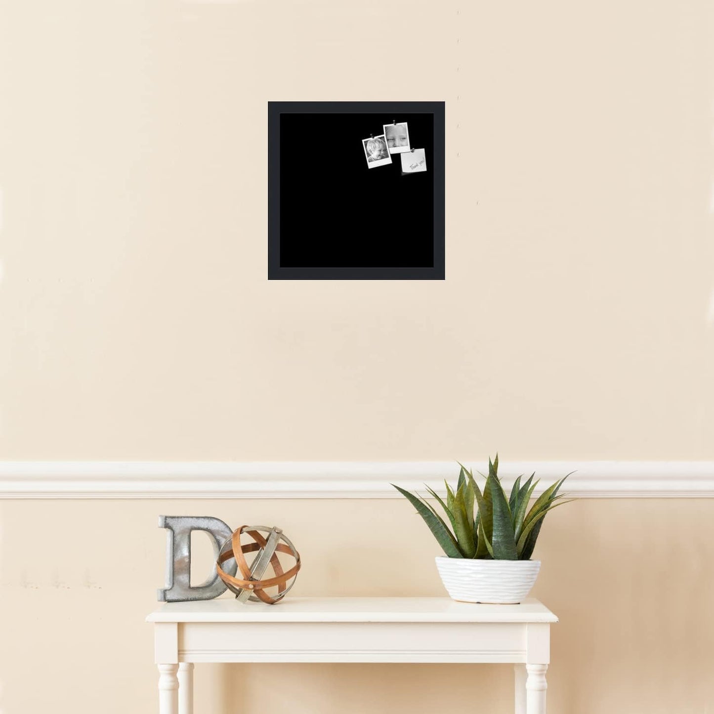 PinPix 13x13 Inch Cork Bulletin Board. This Decorative Framed Pin Board Comes with Solid Black Design and a Satin Black Frame. Ideal for Home Office Decor or Message Board (PinPix-622)