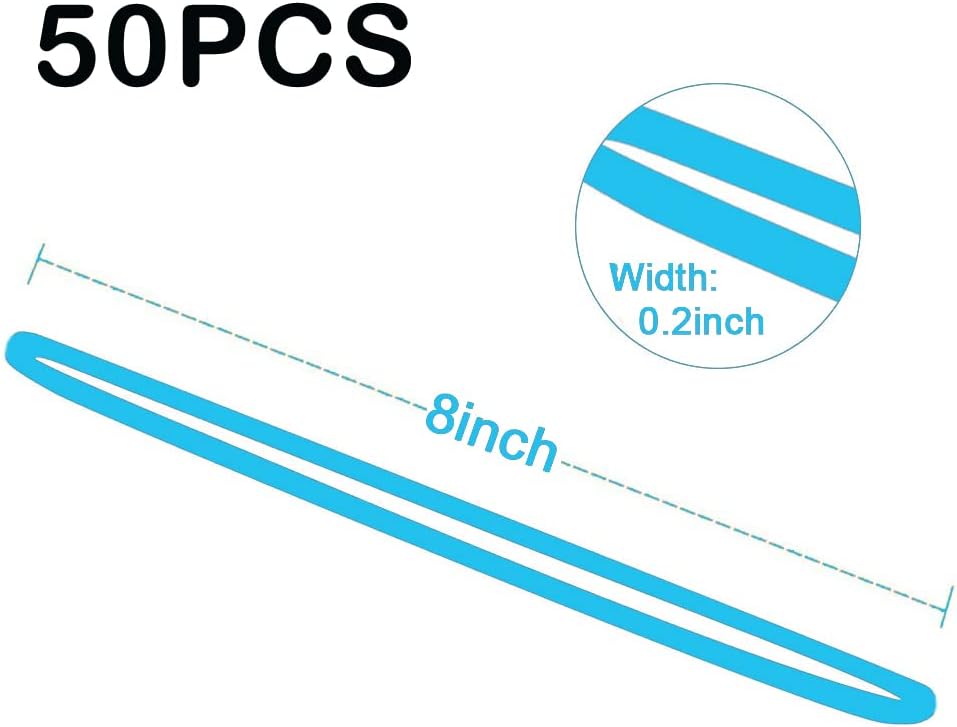 AMUU Rubber Bands 8inch 50 Pack Big Large Rubber Band for Trash Cans Elastic Rubber Bands for Office Supplies File Folders Box Books gifts Notebook Blue