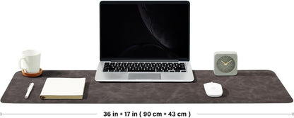 Distressed Leather Desk Mat - Non-Slip PU Desk Pad for Office and Home - Desk Organization and Accessories - Ideal for Large Mouse Pad and Desk Mats on Top of Desks(Slate Gray,36"x 17")