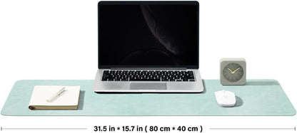 Distressed Leather Desk Mat - Non-Slip PU Desk Pad for Office and Home - Desk Organization and Accessories - Ideal for Large Mouse Pad and Desk Mats on Top of Desks(Mint Green,31.5"x 15.7")