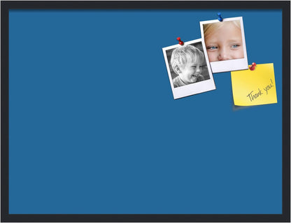 PinPix 32x24 Inch Cork Bulletin Board. This Decorative Framed Pin Board Comes with Navy Pastel Design and a Satin Black Frame. Ideal for Home Office Decor or Message Board (PinPix-1811)