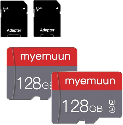 Two Pack Memory Cards TF Card 128GB with Adapter, C10 U3 UHS-1 A1, for Smartphone, Camera, Drone, Dash Cam, Action Cam (2 x 128GB)