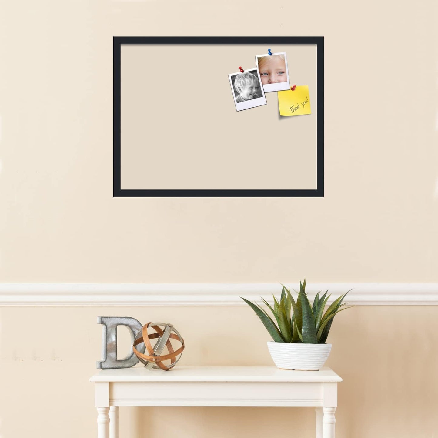 PinPix 27x20 Inch Cork Bulletin Board. This Decorative Framed Pin Board Comes with Desert Pastel Design and a Satin Black Frame. Ideal for Home Office Decor or Message Board (PinPix-1815)