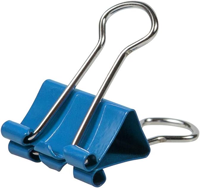 JAM PAPER Colorful Binder Clips - Small - 3/4 Inch (19 mm) - Blue Binderclips - 25/Pack