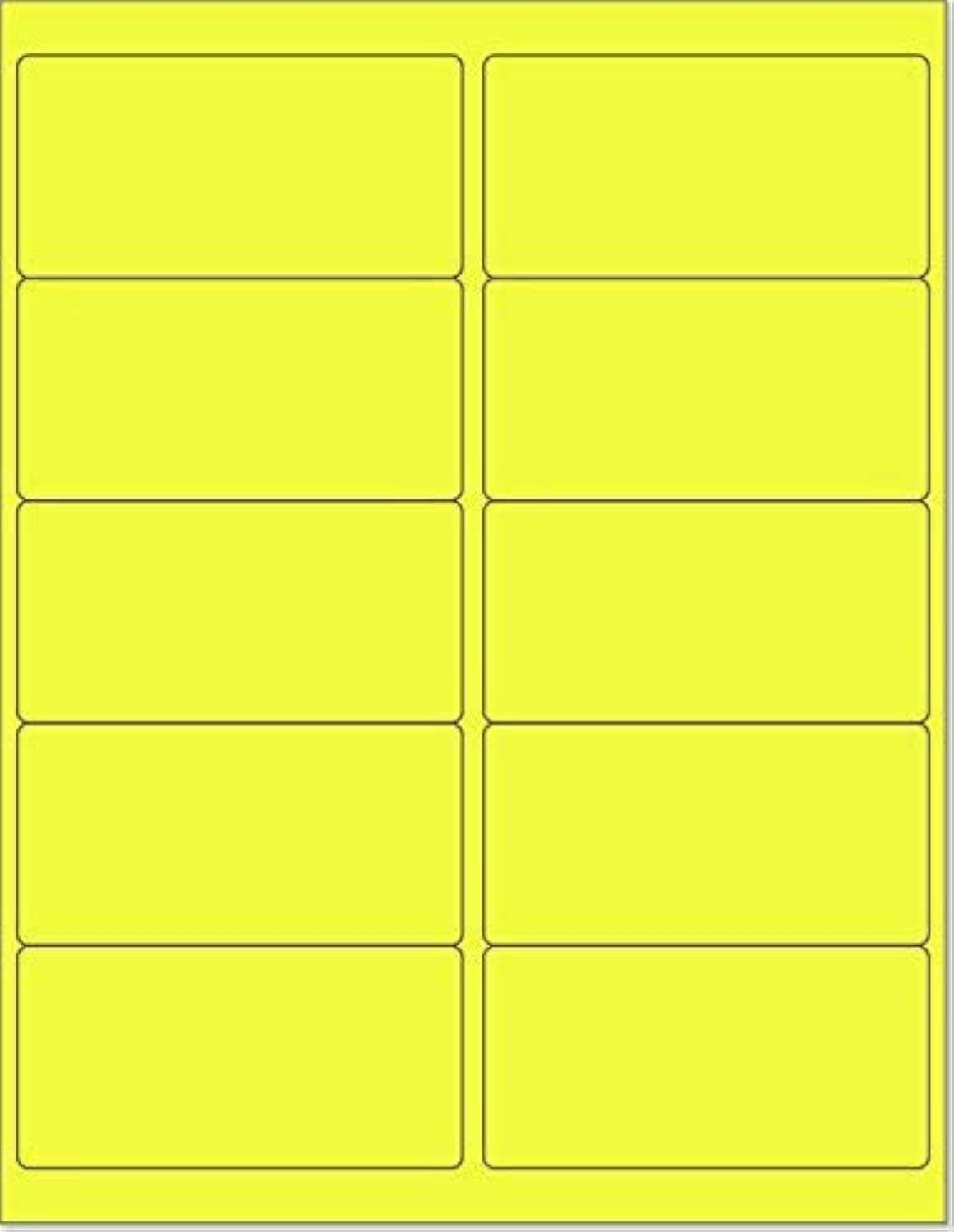8-1/2 x 11 Neon Color High Light Fluorescent Labels for Laser & Inkjet Printer (Yellow Fluorescent, 4 x 2-10 Per Page | 1000 Labels)