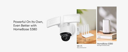 eufy Security Floodlight Wired Camera E340 2kit+Homebase3, Security Camera Outdoor, 355° Pan & Tilt, 24/7 Recording, 2000 LM, Motion Detection, Built-in Siren, Dual Cam, No Monthly Fee