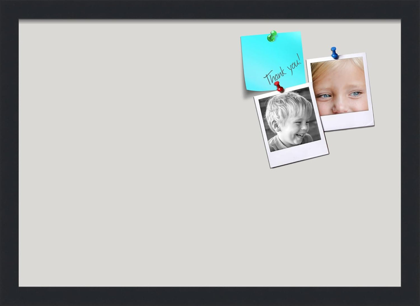 PinPix 20x14 Inch Cork Bulletin Board. This Decorative Framed Pin Board Comes with Light Stone Design and a Satin Black Frame. Ideal for Home Office Decor or Message Board (PinPix-1809)