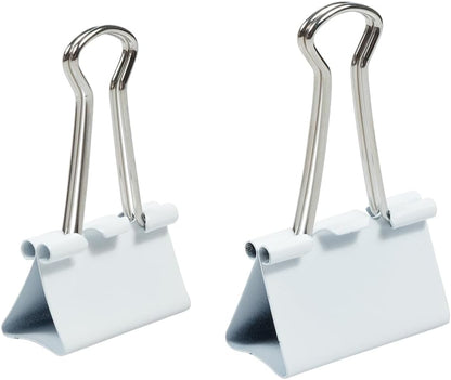 JAM PAPER Colorful Binder Clips Assortment - Medium & Large Size - White Binderclips - 27 Clips/Pack