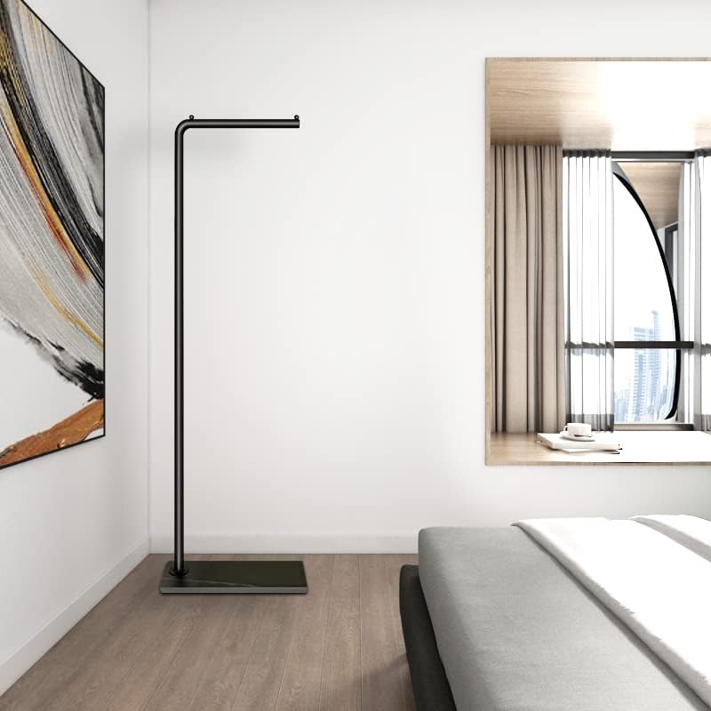 Metal Coat Rack, Modern Clothing Tree with Heavy-weight Slate Base, Small Coat Stand for Entryway/Bedroom/Hallway, Standing Plant Hanger, Matte Black