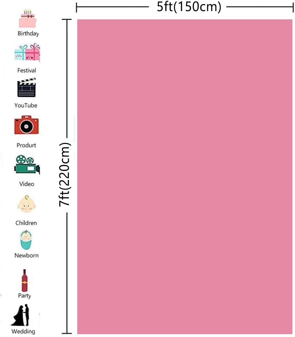 5X7ft Pink Backdrop for Photography Photo Booth Background for Photoshoot Background