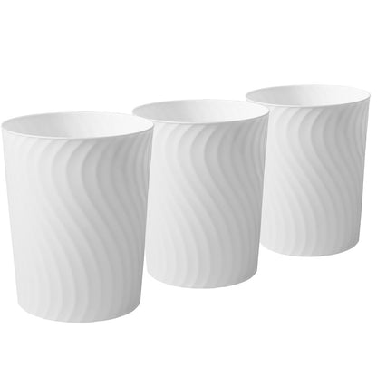 YGJT Small Trash Can, 3 Pack 1.8 Gallons Bathroom Trash Can, Slim Waste Basket, Round Garbage Can, Plastic Trash Bin for Kitchen, Dorm, Bedroom, Office, Living Room, Study, Compact Spaces(White)