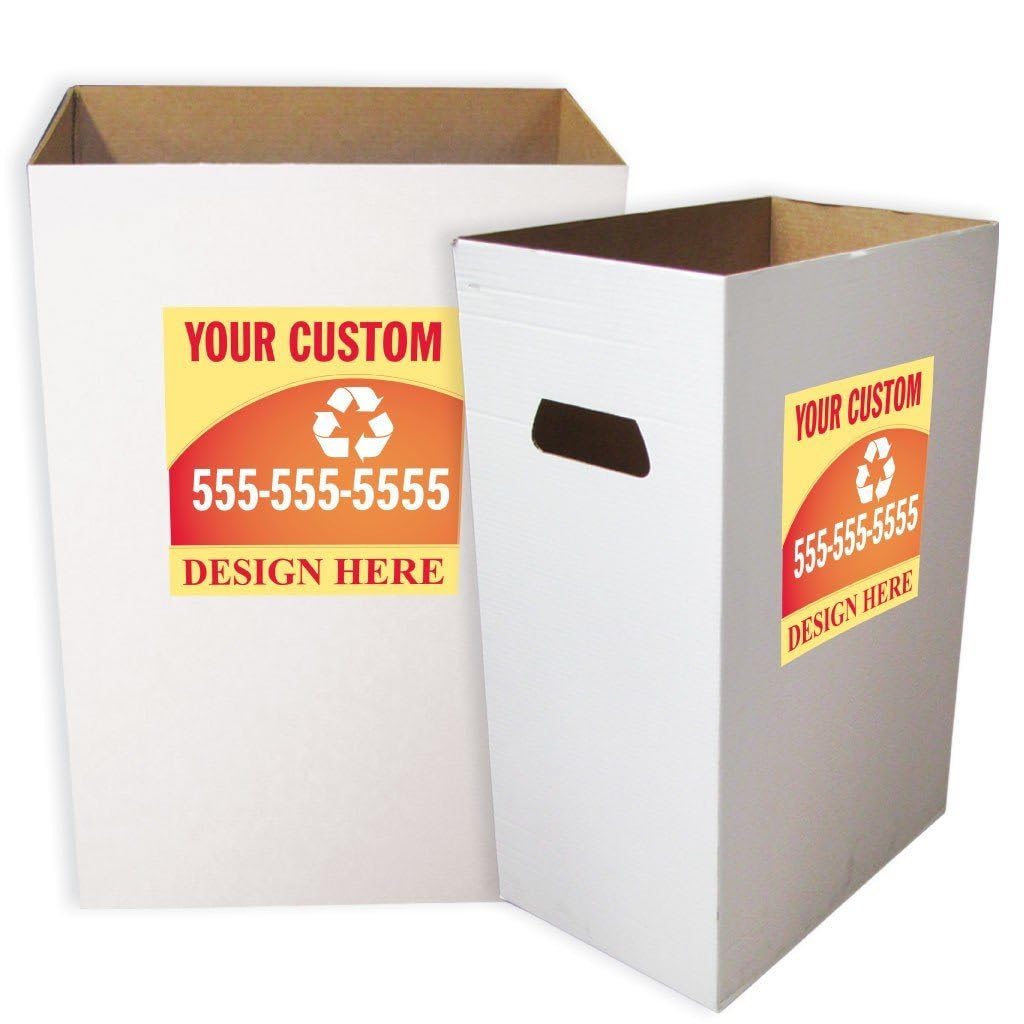 VictoryStore 22.3 gallons Cardboard Trash Bin, Reusable, Recyclable and Disposable Trash Cans, Sturdy Cardboard Medium Size (Custom Logo, 10-Pack)