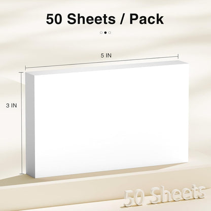 300 Count Blank Index Cards 3x5 Inch White Flash Cards Colored Cardstock, Unruled Note Cards Study Card Portable Learning Flashcards Ideal for Note Taking, Art Sketching, Office & School Supplies