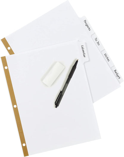 Avery Write & Erase Big Tab Paper Dividers for 3 Ring Binder, White, 5 Tab Set, 10 Packs, 10 Sets Total (23075)