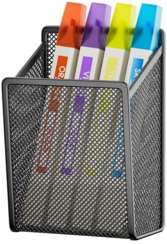 LUCYCAZ Magnetic Pen Holder - Single Magnetic Pencil Locker Holder Organizer, Strong Magnets Mesh Marker Holder Pen Basket for Whiteboard, Refrigerator and Locker