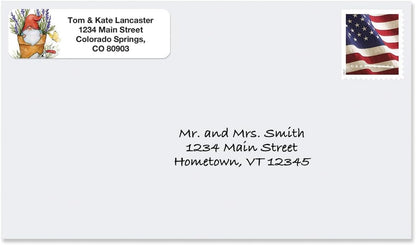 Colorful Images Forest Gnomes Rolled Personalized Return Address Mailing Labels with Dispenser, Customize with Name & Shipping Address, 250 ¾” x 2½” Self Adhesive, Easy Peel Label Roll