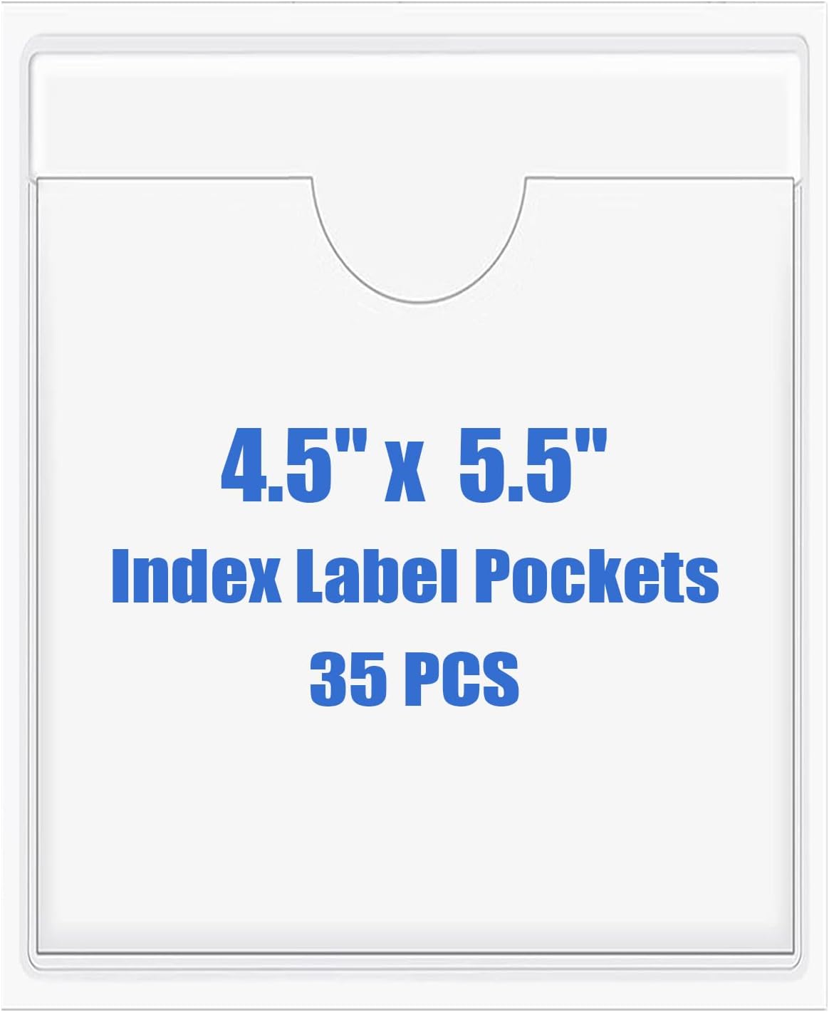 Origin-Joy 35 PCS Self Adhesive Index Card Pockets with Top Open, Clear Plastic Label Holder for Cards of Note, Library and Business, Adhesive Label Pockets & Card Holder (4.5 x 5.5 inch)