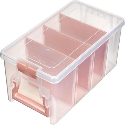 ArtBin Semi Satchel Portable Craft Organizer with 3 Dividers - Clear Plastic Storage Case for Art & Craft Supplies