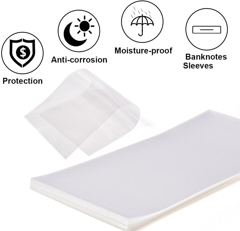 G-PLUS Clear Dollar Bill Holders for Collectors,100 Soft Ultra Thin Holders for Modern US Currency Protector Slab Holder Banknote Stamp Paper Souvenirs Storage