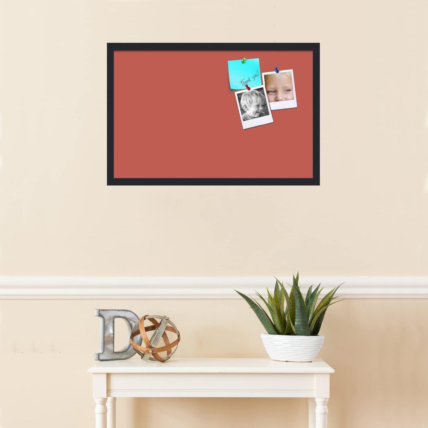 PinPix 28x18 Inch Cork Bulletin Board. This Decorative Framed Pin Board Comes with Crimson Pastel Design and a Satin Black Frame. Ideal for Home Office Decor or Message Board (PinPix-1807)