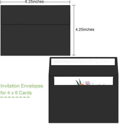 70 Packs A4 Envelope, Black A4 Envelopes, 4x6 Photo Envelopes for Invitations, Envelopes Self Seal for Weddings, Baby Shower, Photos, Postcards, Greeting Cards, Mailing