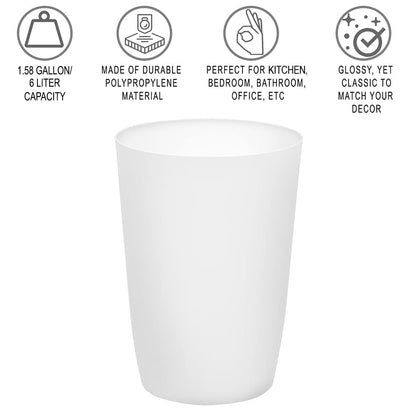 HOLDN’ STORAGE Small Trash Can - 1.58 Gallon Open Top Waste Bin, Compact Waste Can Perfect for Bathroom, Kitchen, Office, Dorm - Durable Garbage Can - Glossy White