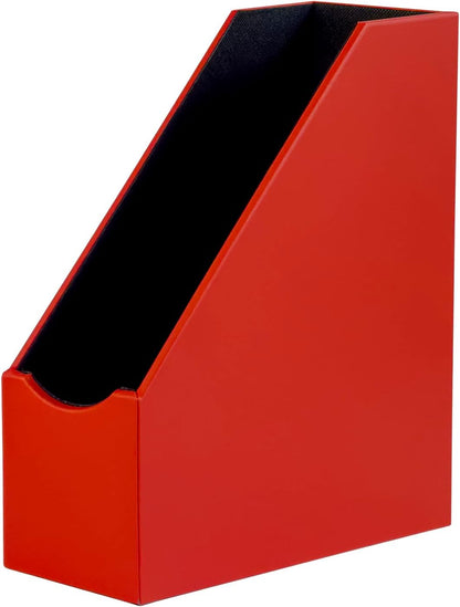 UnionBasic Magazine File Holder - Office Leatherette Desktop Document File Folder Journals Organizer Racks, Red, Set of 4