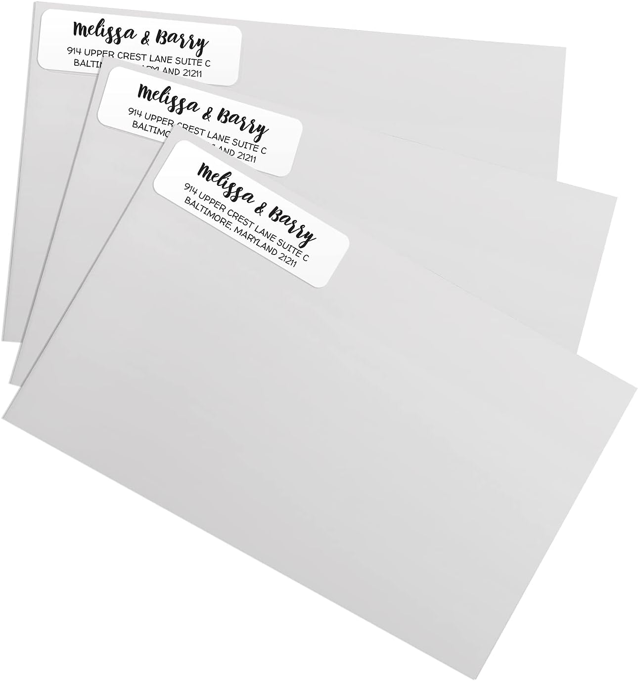 White Modern Rolled Address Labels/Roll of 500 Personalized Address Labels/Designer Return Address Stickers in Elegant Plastic Dispenser