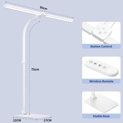 Desk Lamp Architect Task Dual Head Modern Flexible Gooseneck Tall Dimmable Light for Home Office, 5 Color Modes,Remote Control, 1500lm 24W Extra Bright Lighting