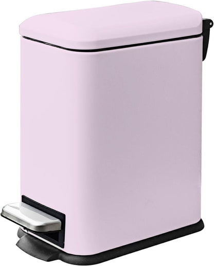 Pink Trash Can, 1.3 Gallon Bathroom Trash Can with Lid, Stainless Steel Pedal Trash Bin Removal Inner Bucket, Small Grabage Can for Bathroom,Bedroom,Home Office