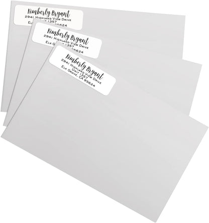 Mixed Script Font Rolled Address Labels/Roll of 500 Chic Black and White Personalized Address Labels/Designer Return Address Stickers in Elegant Plastic Dispenser