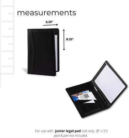 PEGAI Junior Legal Pad Folder Organizer | Portfolio Binder, Resume Interview Document Organizer Folio | Personalized Leather Binder Padfolio with Business Card Organizer | Eriksen (Charcoal)