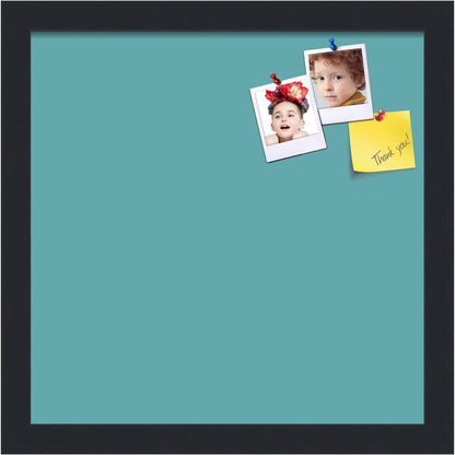 PinPix 13x13 Inch Cork Bulletin Board. This Decorative Framed Pin Board Comes with Aqua Pastel Design and a Satin Black Frame. Ideal for Home Office Decor or Message Board (PinPix-1806)