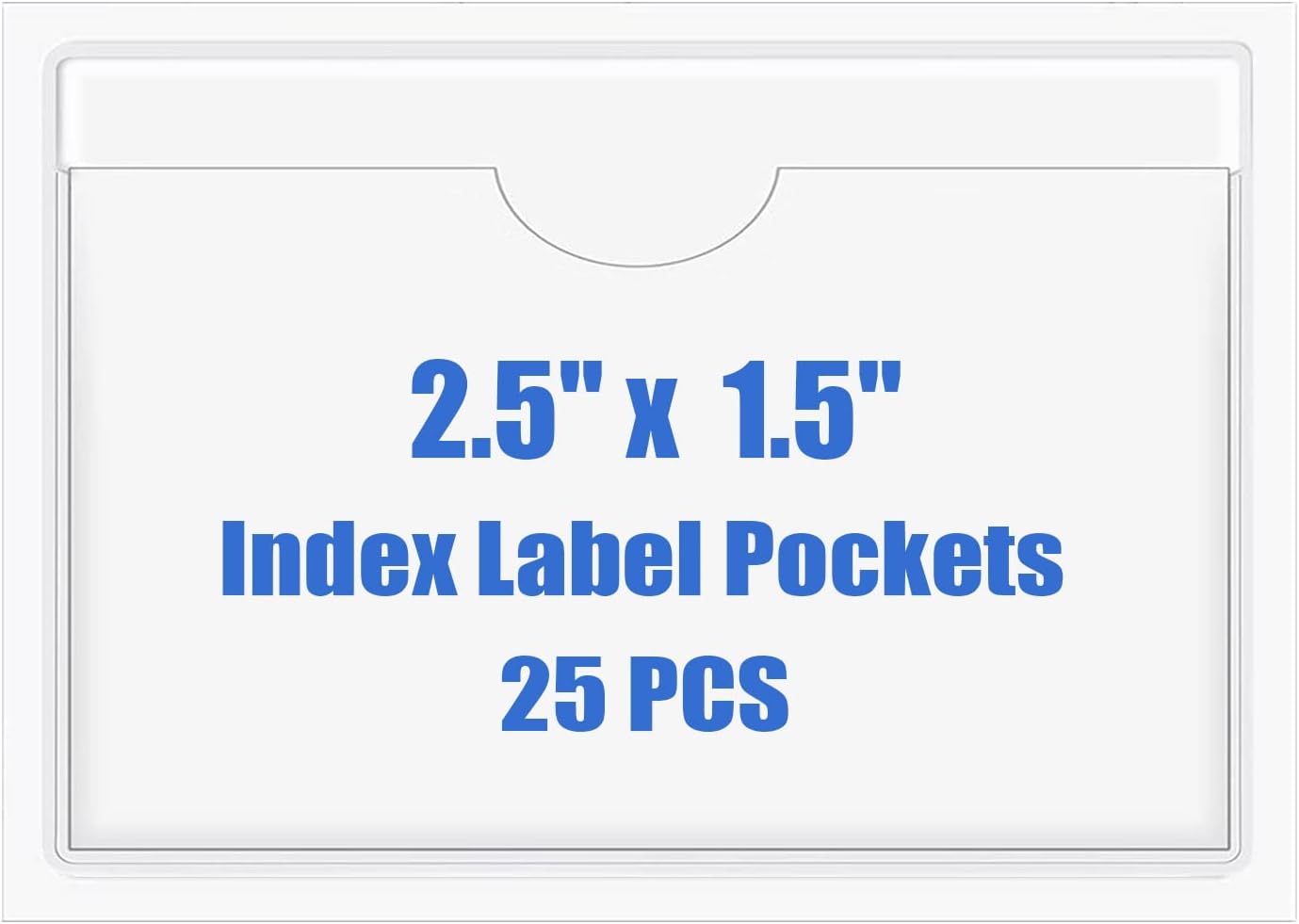 Origin-Joy 25 PCS Self-Adhesive Index Label Pockets, Clear Plastic Peel & Stick Card Holders with Top Open for Loading (2.5 x 1.5 inch)
