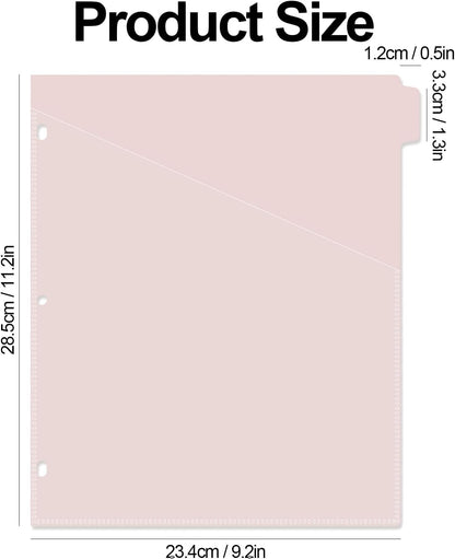 8 tab dividers for 3 Ring Binder with Pockets, Plastic Dividers with Clear Front Pocket, 8-tab Index Dividers with 3 Holes Punched for School & Office Supplies (Pink, 8 Tabs)