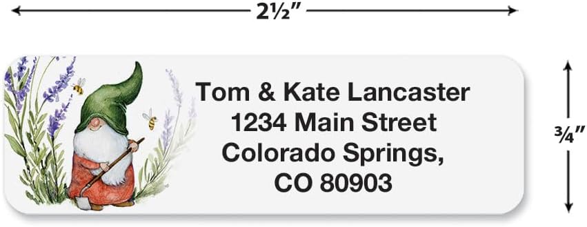 Colorful Images Forest Gnomes Rolled Personalized Return Address Mailing Labels with Dispenser, Customize with Name & Shipping Address, 250 ¾” x 2½” Self Adhesive, Easy Peel Label Roll
