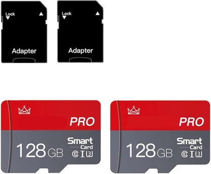 128GB Micro Memory Card Class 10 Memory Cards High Speed Mini TF Card with Adapter for Smartphones/Tablet/Drone/Game Console(2-Pack)