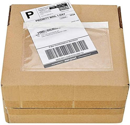 7.5" x 5.5" Clear Adhesive Top Loading Packing List/Shipping Label Envelopes Pouches (1000-Pack)