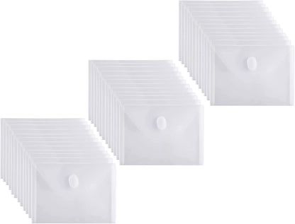 5x7 Small Plastic Envelopes Receipt Check Storage File Holder Case 36 Pack Hook & Loop Closure (clear-36 pack)