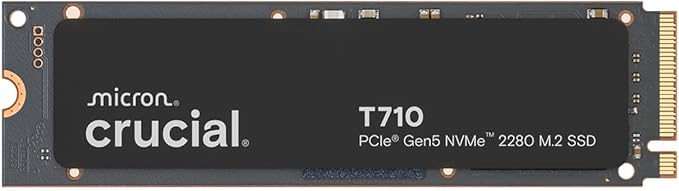 Crucial T710 PCIe Gen5 NVMe 2TB SSD, Up to 14,900 MB/s, Laptop & Desktop Compatible (PC), for Creatives and Hardcore Gamers, Solid State Drive, Includes 1Mo Adobe CC – CT2000T710SSD8-01
