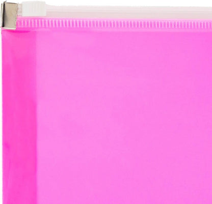JAM PAPER Plastic Envelopes with Zip Closure - Letter Booklet - 9 3/4 x 13 - Hot Pink - 3/Pack