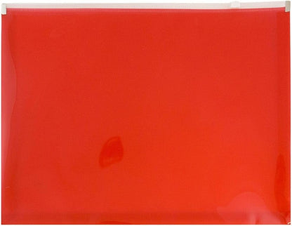 JAM PAPER Plastic Envelopes with Zip Closure - Letter Booklet - 9 3/4 x 13 - Red - 3/Pack