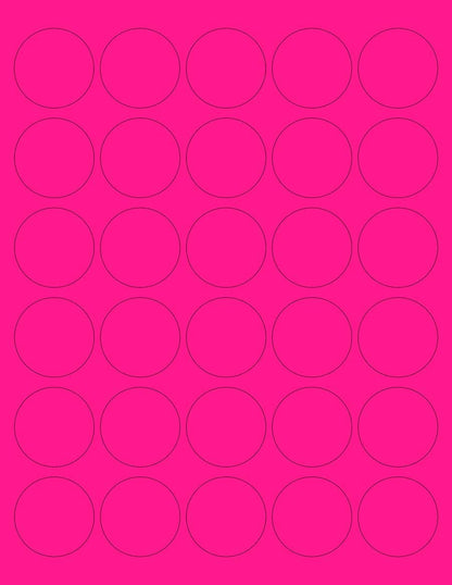 NextDayLabels - 8-1/2 x 11 Neon Color High Light Fluorescent Labels for Laser & Inkjet Printer (Pink Fluorescent, 1.5" Round - 30 Per Page | 3000 Labels)